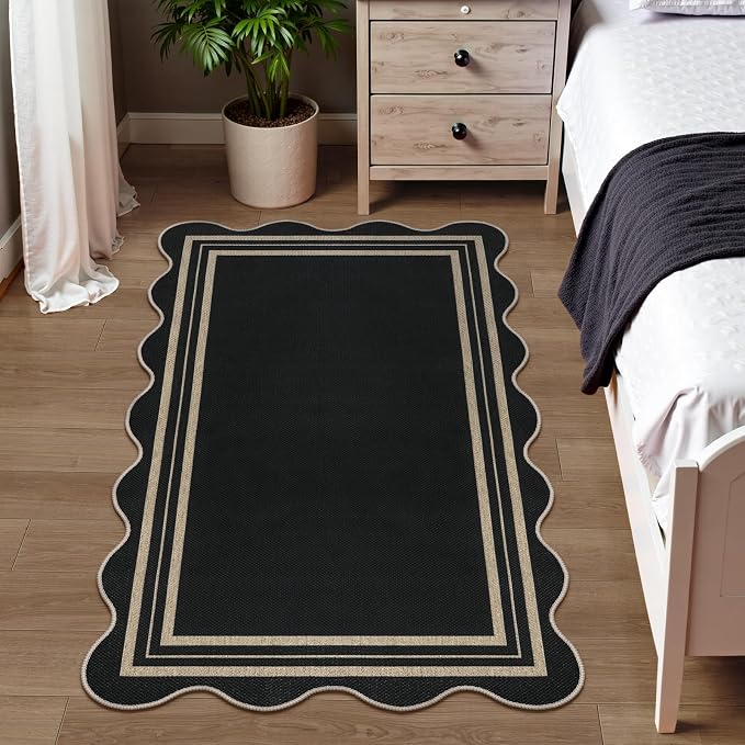 Scalloped Easy Jute 3x5 Outdoor Rug, Washable Rugs - Image 9