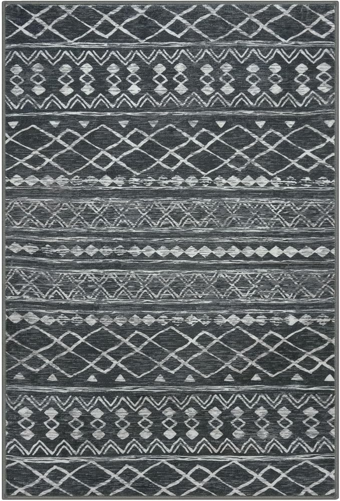 KUTA Washable Non-Slip Rugs for Entryway 2x3, Dark Grey Beige Moroccan Boho - Image 8