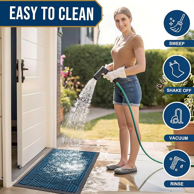 Smiry Front Door Mat Outside Entrance, Heavy Duty Sturdy Natural Rubber Doormat - Image 6