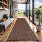 CAMILSON Indoor and Outdoor Runner Rug Brown Solid Boho Woven Design - Image 6