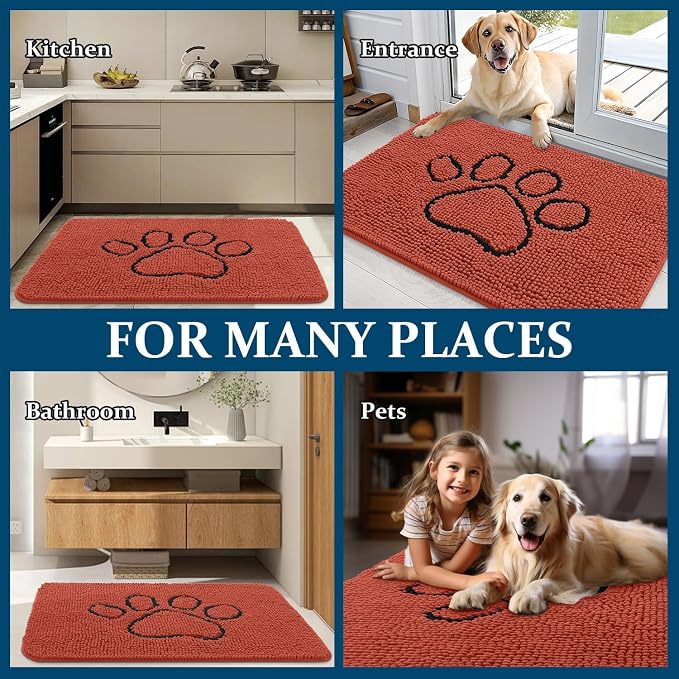 OLANLY Dog Door Mat for Muddy Paws 30x20, Paw Print Design, Absorbs Moisture - Image 8