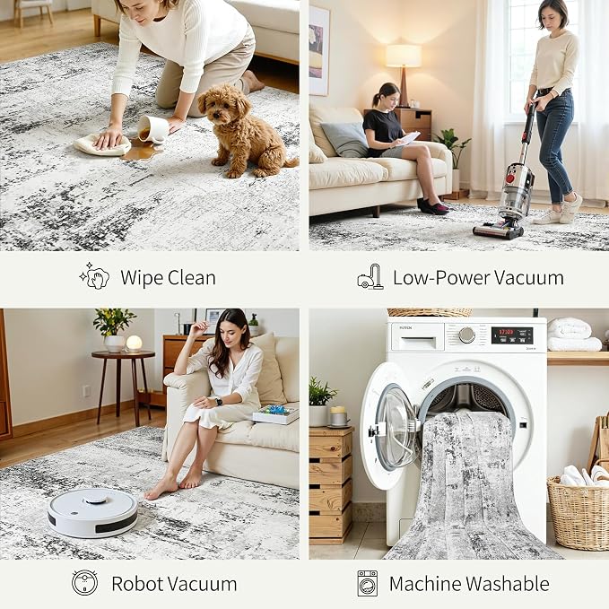 Area Rugs 6x9 Living Room: Large Modern Abstract Washable Rug Soft Anti-Skid - Image 5