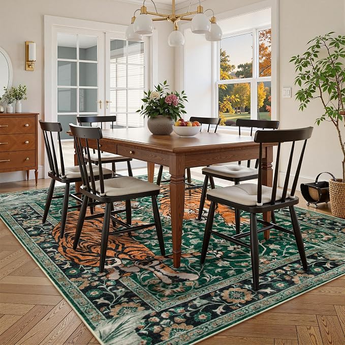 Moynesa Tiger 6x9 Area Rugs for Living Room, Boho Botanical Washable Dining - Image 7
