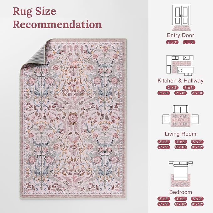 AMTOVO 2x6 Runner Rug for Hallway, Washable Non-Slip Long Kitchen Carpet - Image 9