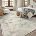 DCX 4x6 Beige Rug, Machine Washable Stain Resistant Distressed Vintage Rug - Image 5