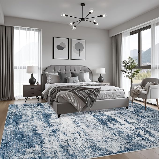6x9 Area Rug Living Room Rug: Washable Modern Abstract Soft Thin Rug Indoor - Image 4