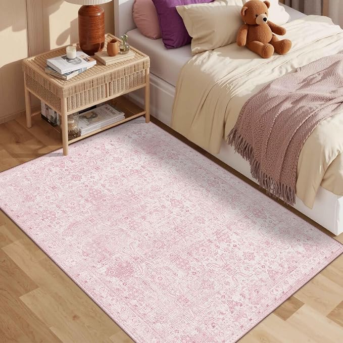 Rugxara 3x5 Rug for Entryway Bedroom, Vintage Retro Boho Throw Rug, Non Slip & - Image 2