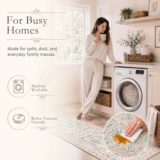 Wonnitar Pink Rugs for Nursery, 5x7 Washable Rug for Bedroom Girls, Boho Soft - Image 7
