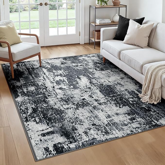 RELEANY Washable Area Rugs Square 6ft Non-Slip Modern Abstract Soft by RELEANY