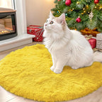 OLANLY Yellow Round Rugs for Bedroom by OLANLY