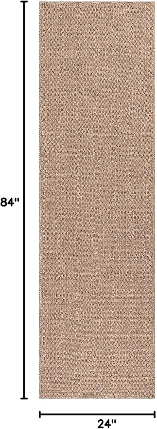 CAMILSON Indoor and Outdoor Runner Rug Natural Solid Boho Woven Design - Image 2