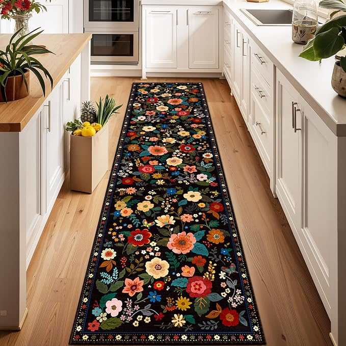 RELEANY Floral 2x8 Area Rugs Washable Print Boho Cute Carpet Non Slip Flower - Image 2