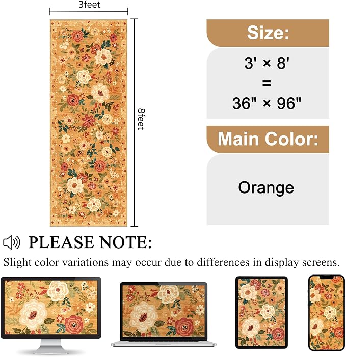 DUKINO 3x8 Runner Rug, Washable Rug - Image 2