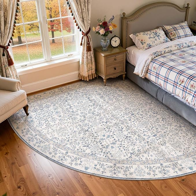 jinchan Zenith Corner Rug 7x7 Area Rug Floral Soft Aesthetic Rug Non-Slip Low - Image 6