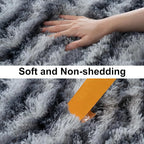 Soft Runner Rugs for Bedroom Hallways, 2x4 Black and White Fluffy Shag Throw - Image 8