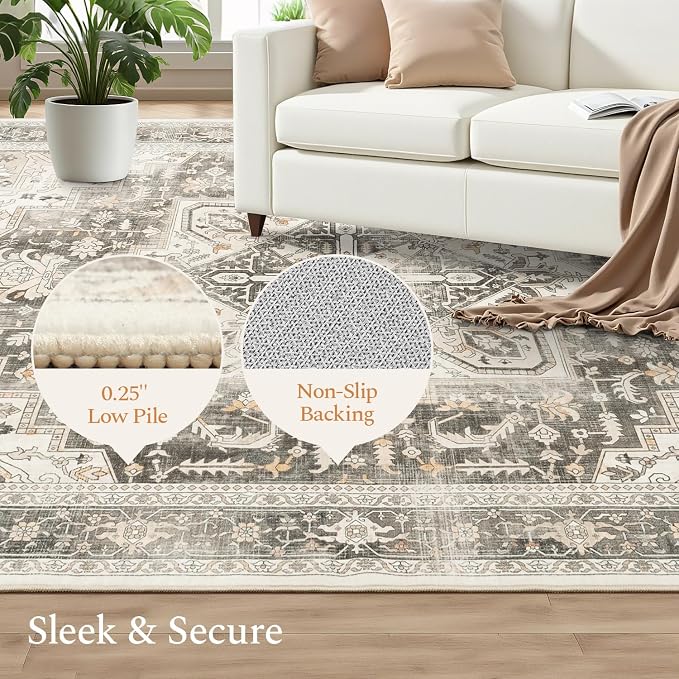 Rugflix 9x12 Area Rugs for Living Room, Machine Washable Rug Non Slip Stain - Image 4