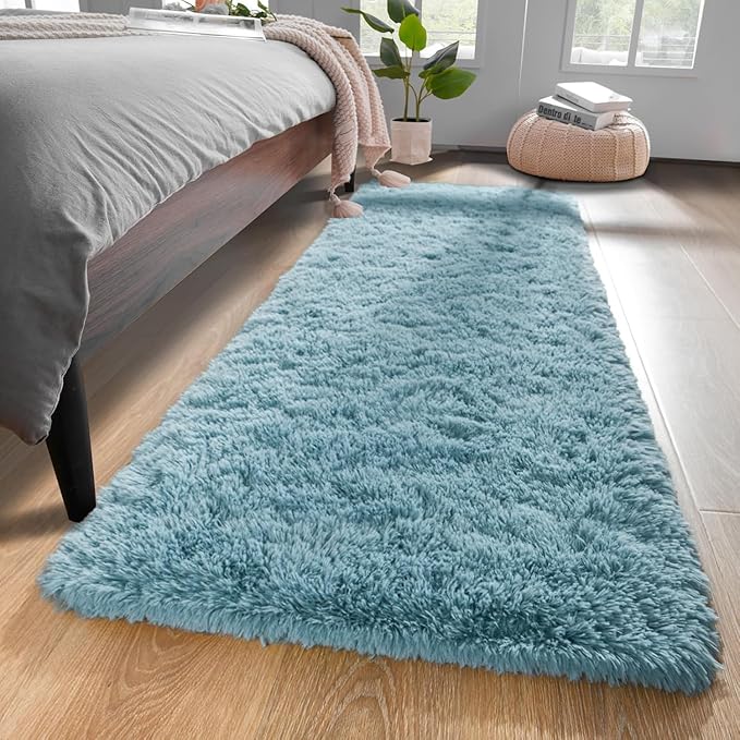 YJ.GWL Runner Rugs for Hallway, 2x4 Washable Small Teal Bedside Rugs for Living by YJGWLHomeDecor