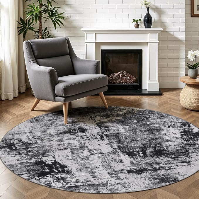 Rugflix Round Area Rugs 4Ft for Living Room, Washable Circle Rug by RugflixAreaRugs