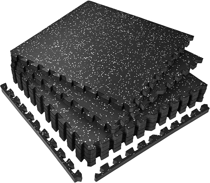 SUPERJARE 0.56'' Thick 6 Pcs 24 Sq Ft Rubber Top Exercise Equipment Mats by SUPERJARE