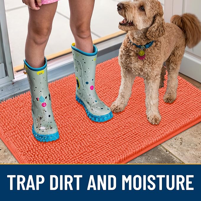 Smiry Dog Door Mat for Muddy Paws 36x24, Absorbent Dirt Trapper, Non-Slip - Image 3