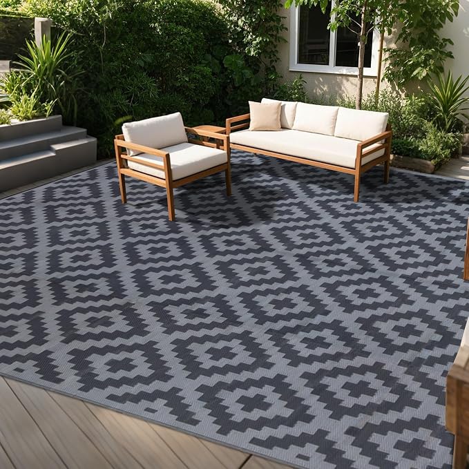 SAND MINE Waterproof Outdoor Rug, Plastic Reversible Rug, Modern Area Rug by SANDMIND