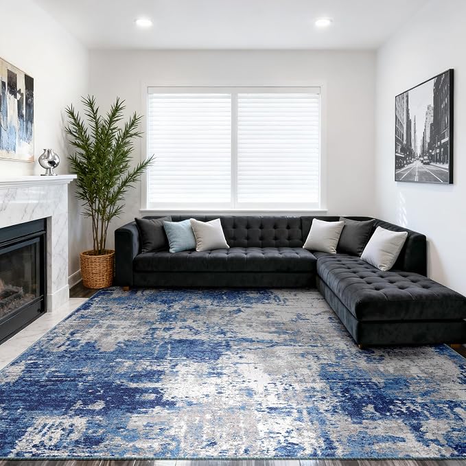 RELEANY Washable Area Rugs 10'x14' Non-Slip Modern Abstract Soft by RELEANY
