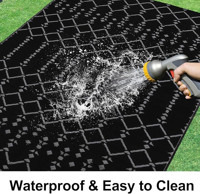 Smiry Outdoor Rug 6x9 ft, Waterproof Reversible Plastic Straw Rugs, Boho - Image 2