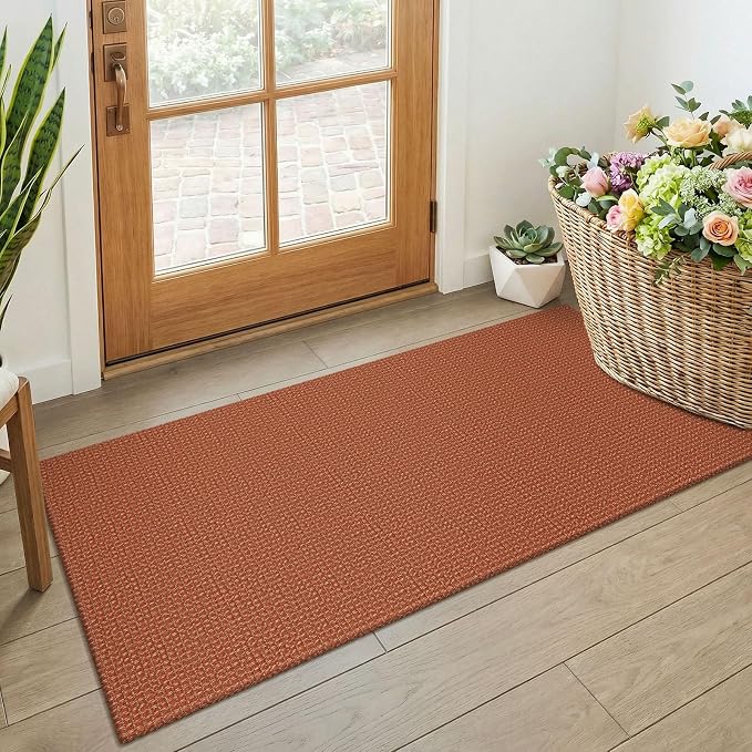 KOZYFLY Orange 2x4 Entry Runner Rug, Small Washable Runners by KOZYFLY