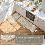 Collive Boho Kitchen Mats for Floor 2 Piece, Cushioned Anti Fatigue Kitchen Mat - Image 2
