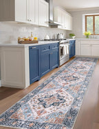 SERISSA Runner Rug for Hallways, Extra Long Boho Rug Ultra Soft Vintage Blue - Image 2