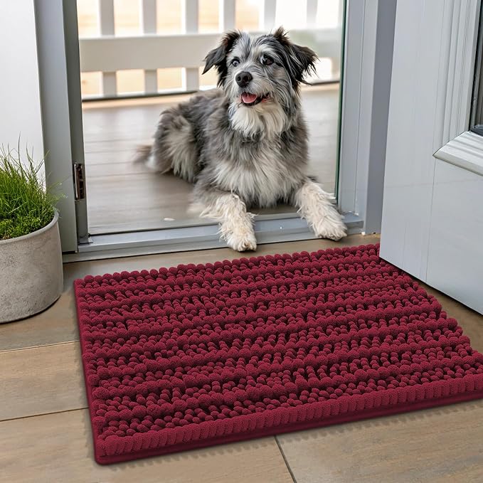 Smiry Dog Door Mat for Muddy Paws 24x16, Absorbent Dirt Trapper, Non-Slip by Smiry