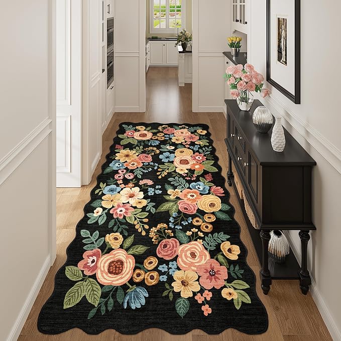 DUKINO 3x6 Washable Runner Rug, Soft Indoor Floral Non Slip Runner Rug - Image 8