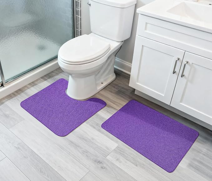 Bosap Bathroom Rugs Set 2 Pieces, Thin Bathroom Mats, Toilet Rugs, Quick Dry - Image 6