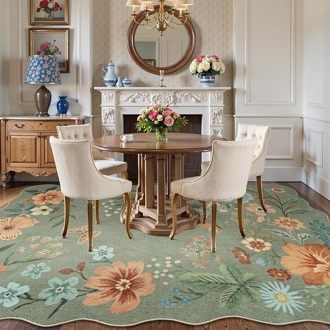 Lahome Floral 9x12 Area Rugs for Living Room Bedroom, Soft Washable Rugs 9x12 - Image 2