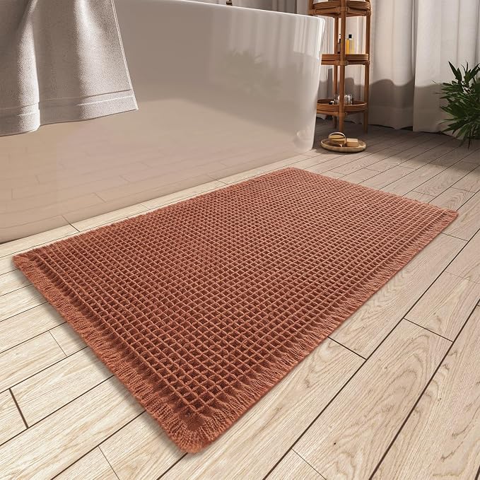 AMOAMI Upgraded Waffle Bath Mat, Super Absorbent Non Slip Bath Mats by AMOAMI