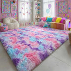 Amdrebio Hot Pink Rainbow Area Rug by Amdrebio