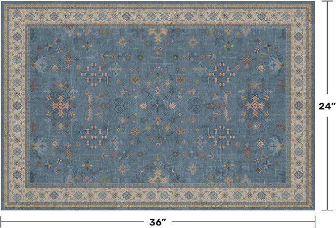 Blue 2x3 Washable Rug for Entryway Indoor, Kitchen Floor Waterproof, Powder Room - Image 2