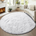 ONASAR White Round Area Rugs 5ft, Soft Bedroom Circle Rug Floor Mat by ONASAR