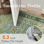 9x12 Washable Vintage Area Rug Green Oriental Living Room Bedroom Throw Rug - Image 6
