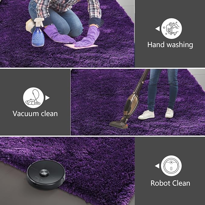 Shag Area Rugs for Bedroom Living Room, 4X6 Ultra Soft Purple Fluffy Area Rugs - Image 7