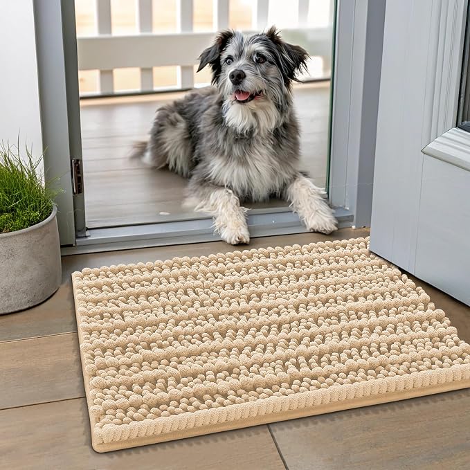 Smiry Dog Door Mat for Muddy Paws 24x16, Absorbent Dirt Trapper, Non-Slip by Smiry