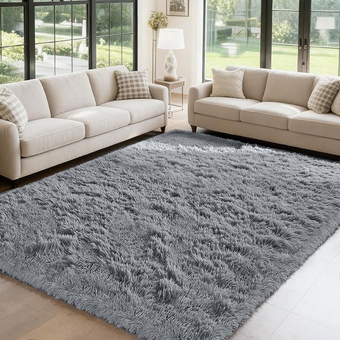 yongyangjuxin Fluffy Rug Shag Area Rug, Light Grey 9x12 Area Rugs - Image 3
