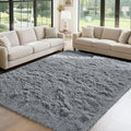 Fluffy Rug Shag Area Rug, Light Grey 5x8 Area Rugs by Yongyangjuxi