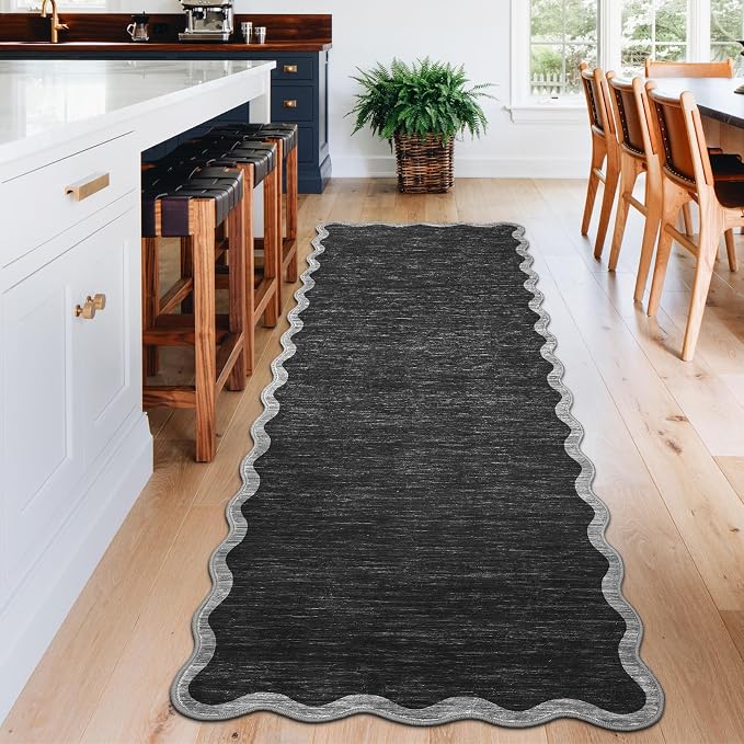 GarveeHome Scalloped Washable Runner Rug 2x6 Runner Modern Non Slip Kitchen - Image 2