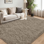 4x6 Area Rug for Living Room:Ultra Soft Fluffy Shag Grey Camel Rugs, Large - Image 3