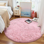 OLANLY Pink Round Rugs for Bedroom - Image 3