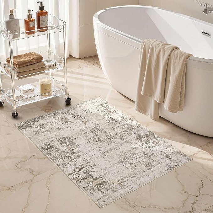 UERMEI 2x3 Entryway Area Rug: Washable Neutral Modern Abstract Small Rug - Image 9