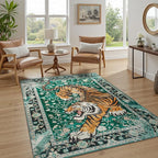 DCX Washable 6x9 Tiger Area Rug, Soft Low Pile Carpet, Kid & Pet Friendly - Image 4