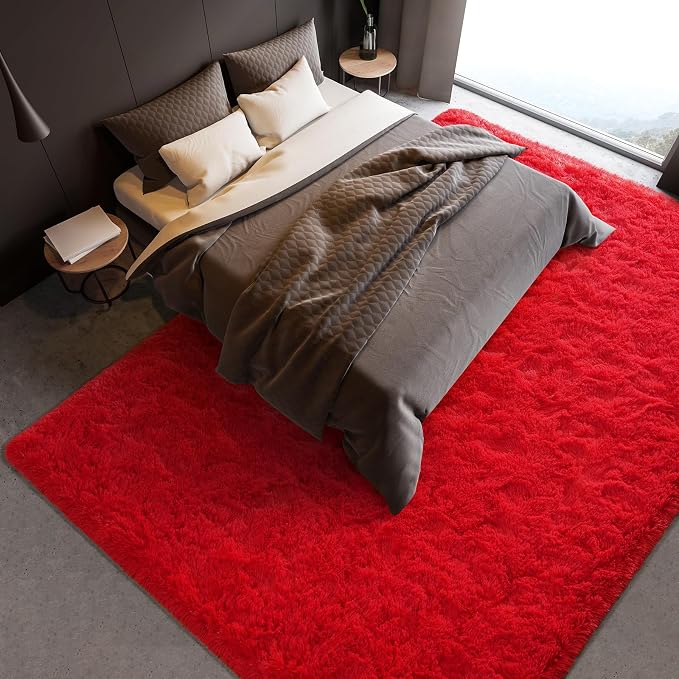 BENRON Soft Fluffy Rugs for Living Room 8 x 10 Red, Extra Large Area Rug for - Image 4