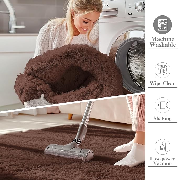 OLANLY 5x5 Area Rugs for Living Room Bedroom, Machine Washable Soft Fluffy - Image 2